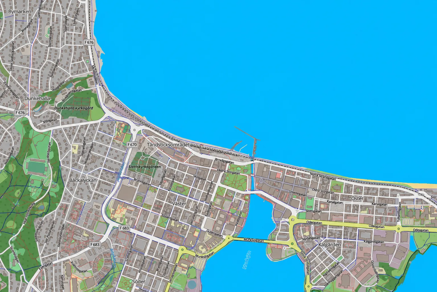 Karta över centrala Jönköping